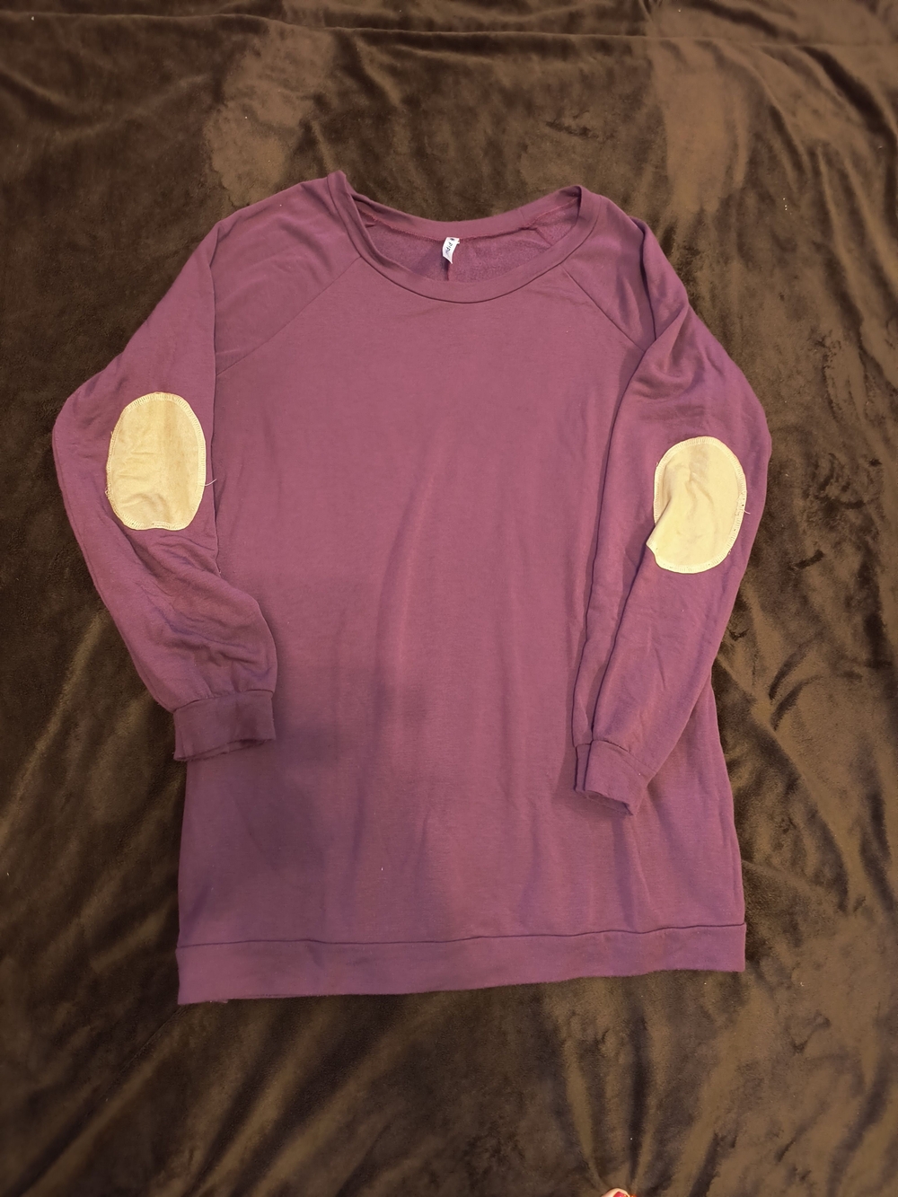 Piphany Bowery Plum Crewneck Sweatshirt With Suede Feel Elbow Patches